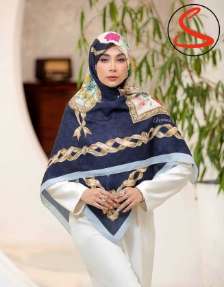 روسری نخی سیا اسکارف سرمه ای کد C24990