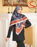 روسری نخی سیا اسکارف سرمه ای قرمز کد C25109