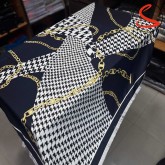 روسری ابریشم ریشه سوزنی سرمه ای کد C25144