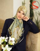 روسری توییل سبز طلایی کد C25221