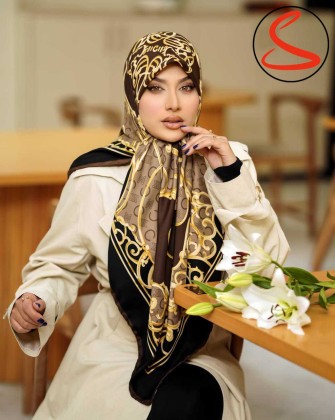 روسری توییل قهوه ای کد C25235