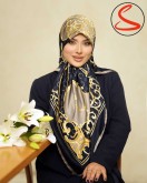 روسری توییل سرمه ای طلایی کد C25249