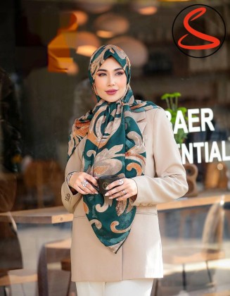 روسری وال نخ ترک زمردی کد C25403