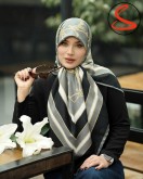 روسری ابریشم ژاکارد طوسی کد C25459