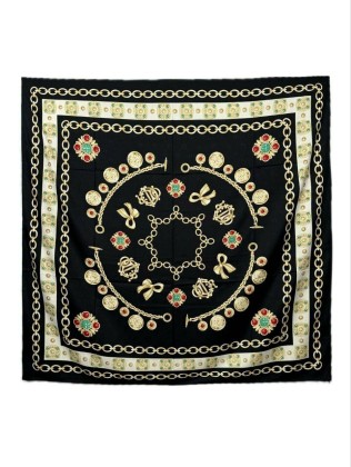 روسری ابریشم ژاکارد وارداتی قرمز مشکی کد C23128