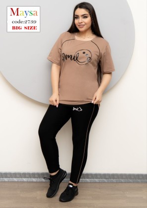 ست تیشرت و شلوار کرم کد M2739