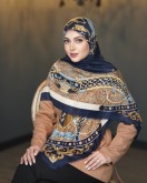 روسری نخی یونیک سرمه ای طلایی کد C23345