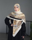روسری نخی یونیک سفید طلایی کد C23359