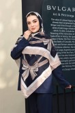 روسری نخی طرح پایپون سرمه ای کد C24430