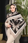 روسری نخی طرح پایپون مشکی کد C24437