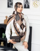 روسری نخی مشکی قهوه ای کد C24633