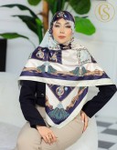 روسری نخی سفید سرمه ای کد C24640