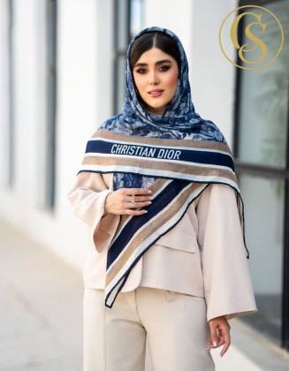 روسری نخی سیا اسکارف سرمه ای کد C24682