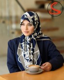 روسری ابریشم  توییل سرمه ای کد C24745