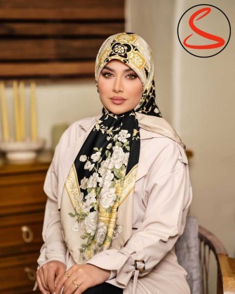 روسری توییل مجلسی مشکی طلایی 2 کد C24913