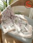 روسری ابریشم وارداتی دور ریش کرم کد C24941