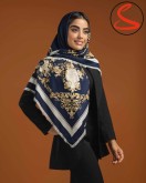 روسری ابریشم کوالیتی وارداتی دور ریش سرمه ای کد C24948